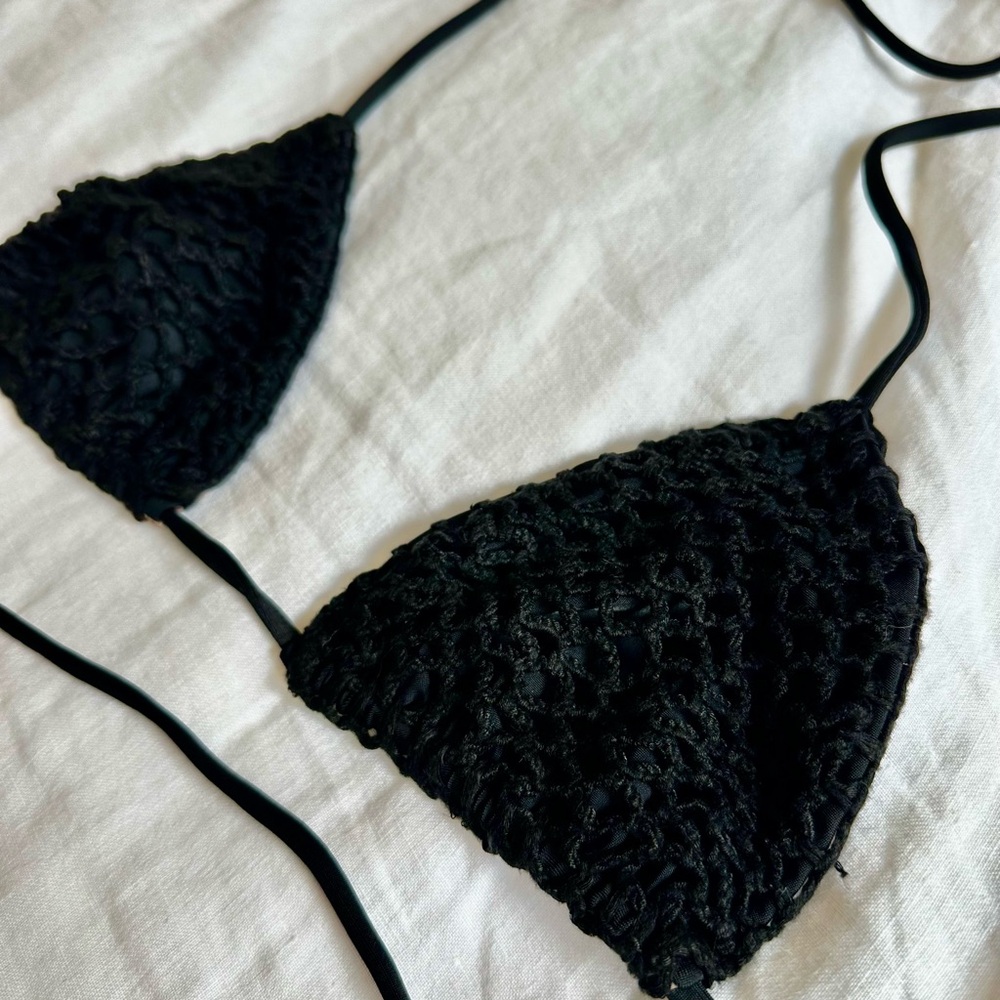 acacia swimwear - Black crocheted Bikini Top